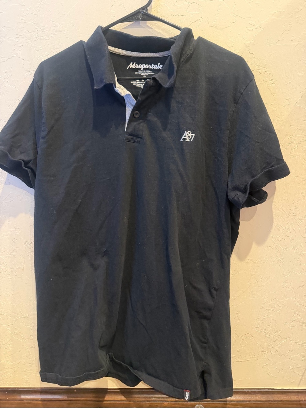Aeropostale Shirt Mens X-Large Black Polo A87 Top